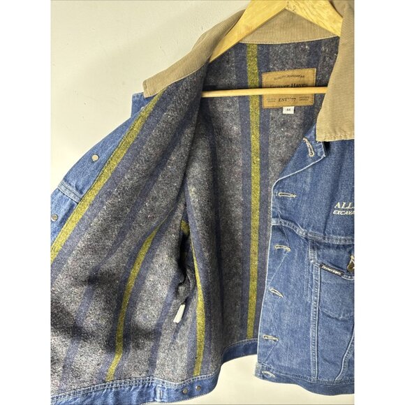 Denver Hayes Denim Jacket 44 Corduroy Collar Blanket Lined Vintage Workwear - Picture 7 of 9